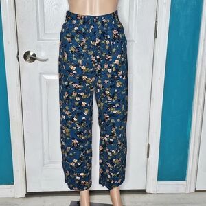 Natural Life Corduroy Beckett Floral Blue Pants Small